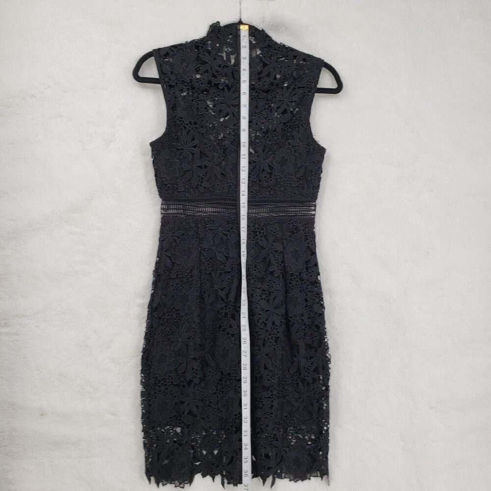 Bardot Dress Womens XS US 4 PARIS Black Lace Floral High Neck Cocktail Fitted - Picture 9 of 16